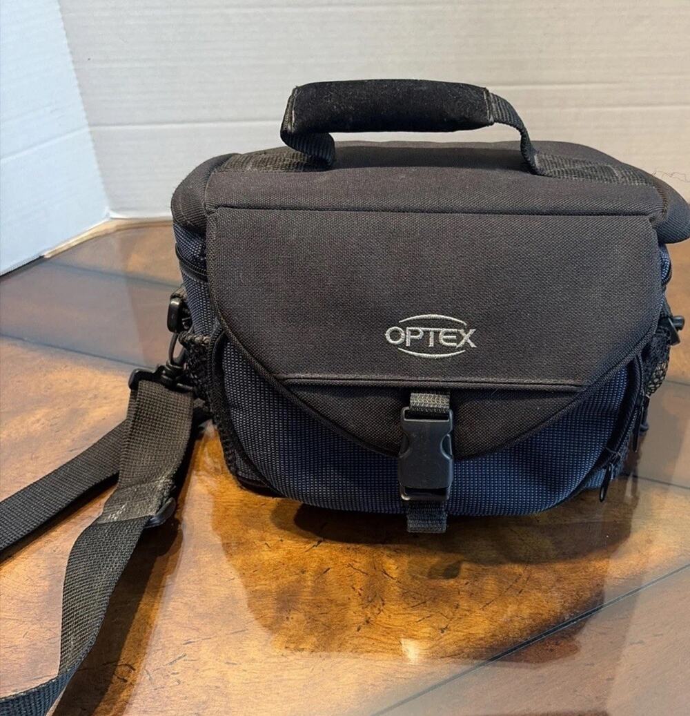 Optex Camera Bag - blue padded Canvas shoulder strap Carrier Tote Polaroid